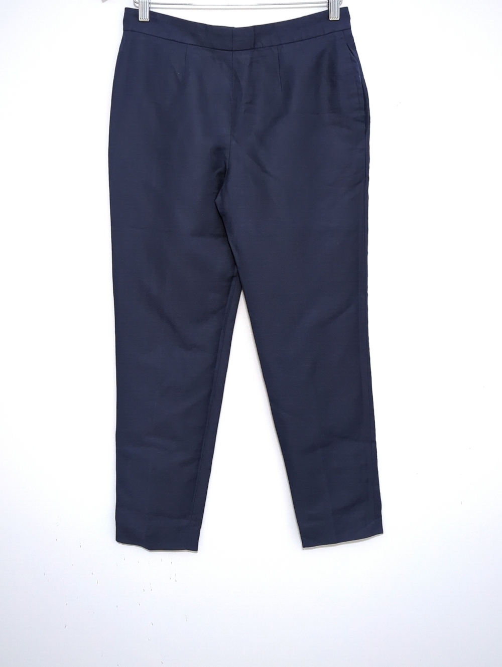 Chloé Linen Blend Cropped Trousers Blue Pleated Tailored Fit Size 2 FR 34 - Picture 3 of 9